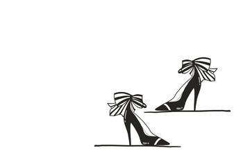 Black shoes on the shelve for sell