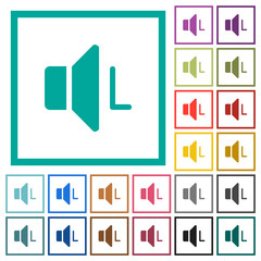 Left audio channel flat color icons with quadrant frames