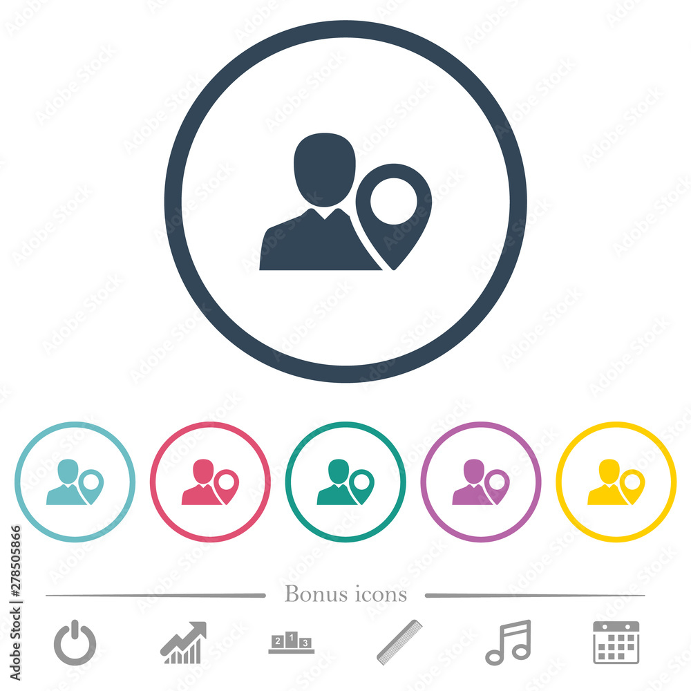 Aufkleber user location flat color icons in round outlines