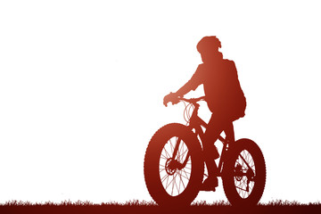 Fototapeta na wymiar Cycling Silhouette on white background