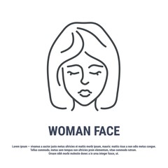Vector icon. Line design. Female face. Anatomical structure of man. Disease and treatment. Symbol, element, sign, logo, emblem. Concept illustration.