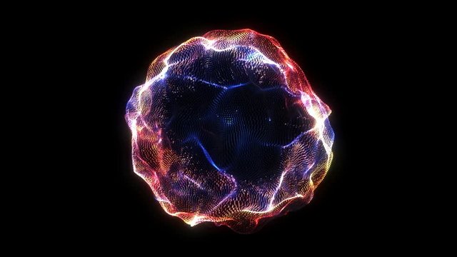 Seamless neon glowing waves. Big data wave of particles. Futuristic neon glowing surface. Abstract minimalist motion background. Loopable 4k