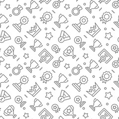 Award related seamless pattern with outline icons