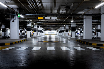 Indoor available car parking. Empty space