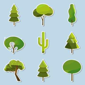 Collection of trees illustrations.