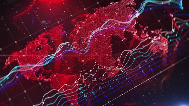 World map financial background, graphs and charts, financial report, news intro. International news, simple backgrounds