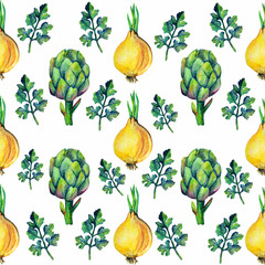 Onion plant watercolor art illustration