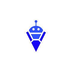 Modern Robot Map Navigation Pin Point Technology Logo