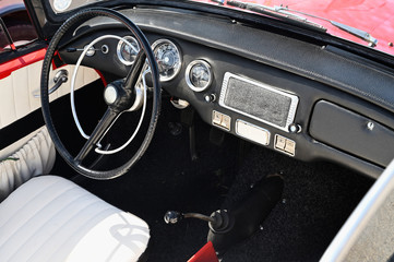 Old vintage car steering wheel.