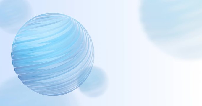 K abstract technology and science animated background. 3d blue sphere with lines on white. Template for presentations, banners and social media. Seamlessly looped video.