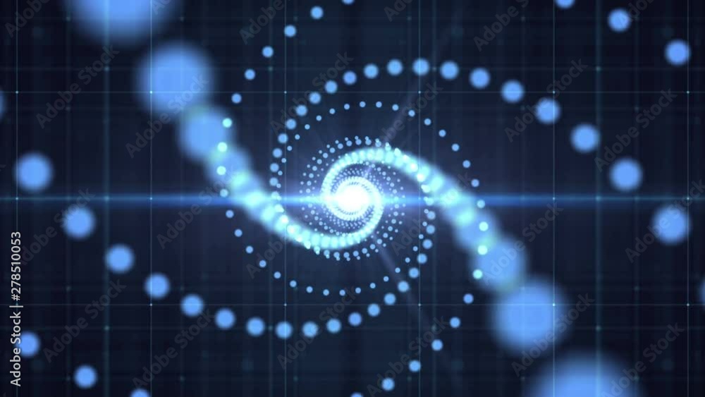 Poster 4k abstract technology neon lines tunnel. blue dots construction. camera moves forward towards the w