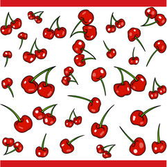 Set with red cherries elements for design