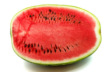 A piece of ripe red watermelon isolate on white background