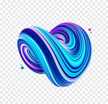 3D Colorful abstract twisted fluide shape. Neon Trendy liquid design