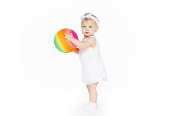 beautiful little girl all in white clothes