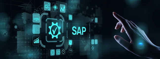 Foto op Plexiglas SAP - Business process automation software. ERP enterprise resources planning system concept on virtual screen. © WrightStudio