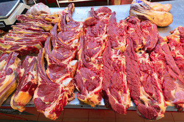 Fresh various meet on the market.