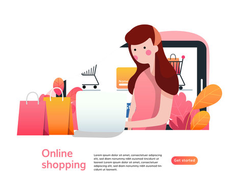 Landing page template of Online Shopping. Modern flat design concept of web page design for website. template and background.Vector illustration.