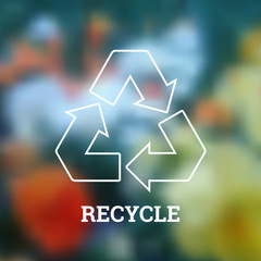 Simple recycling symbol outlines on colorful abstract background