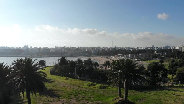 Aerial Drone Footage in the park (Parque Rodo Montevideo Uruguay)