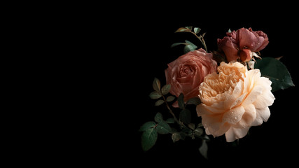 Beautiful bunch of colorful roses flowers