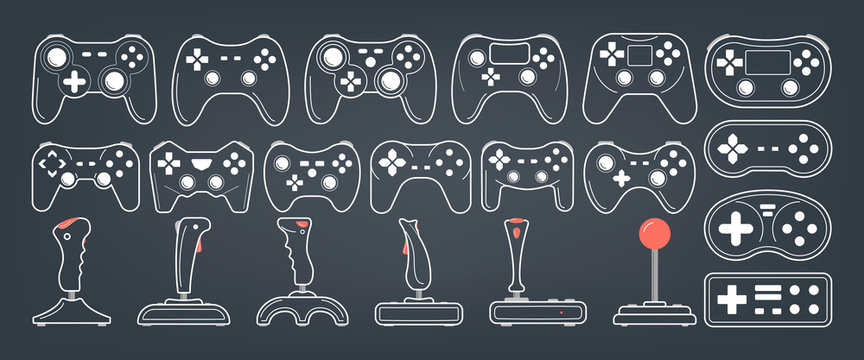 Gamepad set. Collection of console controller of various shape