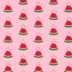 Colorful slices of watermelon pattern on pink background vector , Summer style illustration design. 