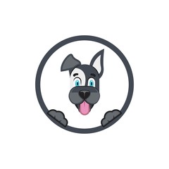 Vector logo. Dog with frame. Concept of pet label template or frame for business logo or photo.