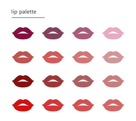 Lipstick color palette. Set of female sexy beautiful lips