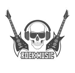 Vector logo concept. Template with rock guitars for poster, banner. Rock festival poster. Graphic design. Emblem, element, poster,template, symbol, label, sign.