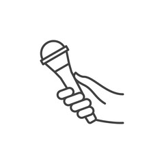 Hand with Microphone vector concept icon or sign in thin line style
