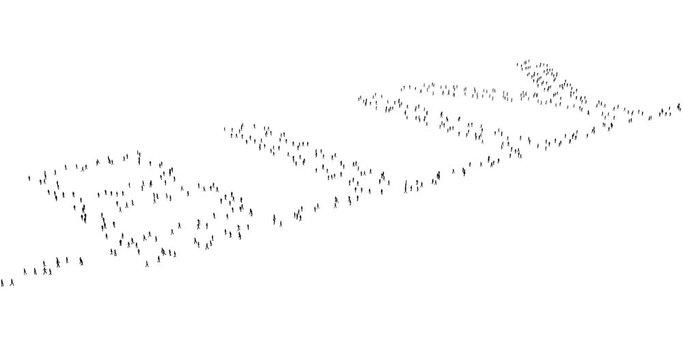 Crowd of people silhouettes to buy