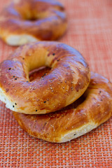 Achma bagels on the tablecloth