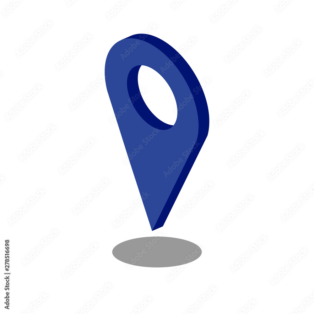 Poster map pointer symbol. flat isometric icon or logo. 3d style pictogram for web design, ui, mobile app, 