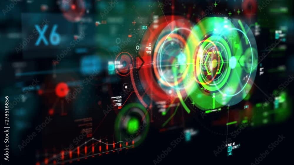 Poster target pointer and futuristic user interface hud gui digital text number element for cyber technolog