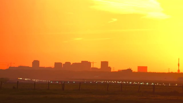Airplane taking off in beautiful sky