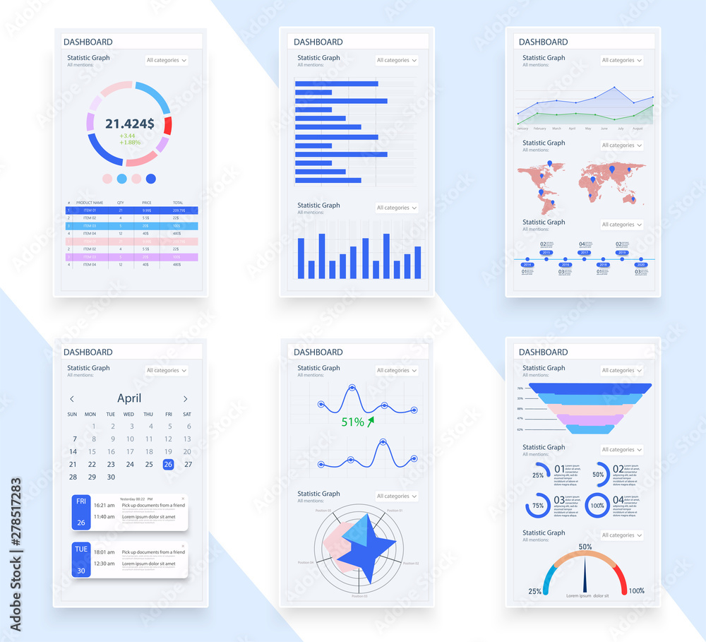 Leinwandbilder presentation template design. business data graphs. vector financial and marketing charts.