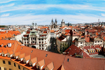Fototapeta premium Prague Skyline seen from Petrin Hill
