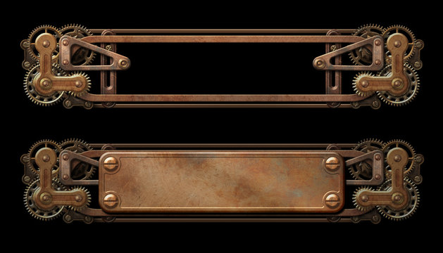 Steampunk aged copper banners