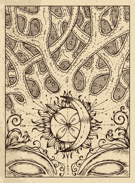 Crossroad. Mystic concept for Lenormand oracle tarot card. © samiramay