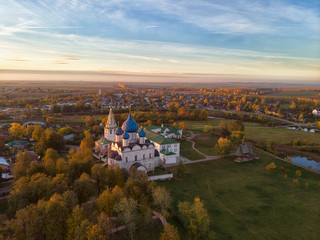 Fototapeta na wymiar Suzdal Kremlin. Cathedral of the Nativity of the Virgin (XIII-XIX.) Shooting from the drone, top view, aerial photography