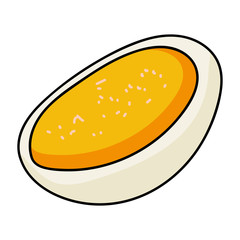 Half boiled egg. Bright yolk. Healthy breakfast. - Vector