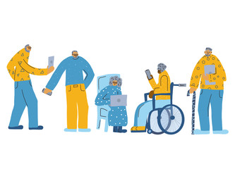 Group of old people isolated. Vector illustration.