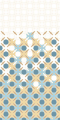 Arabesque vector seamless pattern. Geometric halftone texture with color tile disintegration or breaking