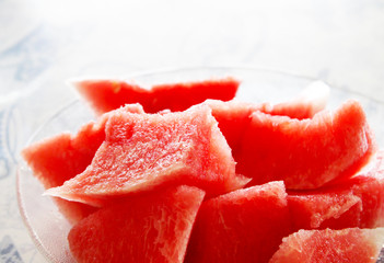 slices of watermelons on plate