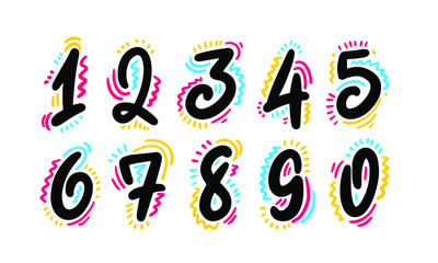 Funny color kid font numbers.