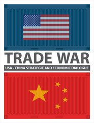 Trade war, USA versus China. America-China tariff business global exchange international.