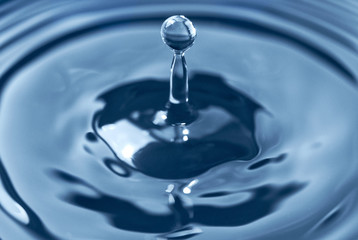 Water drop falling into water surface