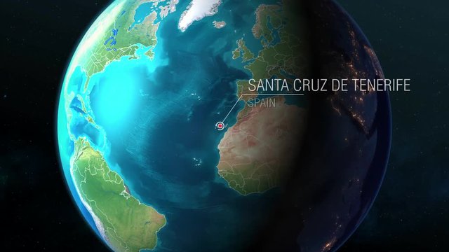 Spain - Santa Cruz de Tenerife - Zooming from space to earth