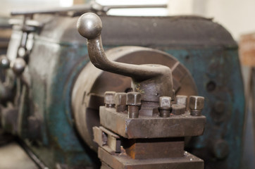 handle for moving the slide of the lathe